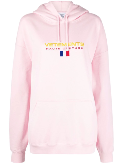 Vetements Logo-print Pullover Hoodie In Pink
