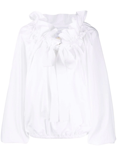 Patou Gros Grain Long Sleeves Top In White