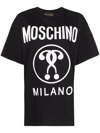 Moschino Black Logo Print Cotton T-shirt In Multicolor