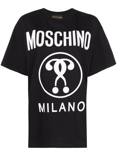 Moschino Logo-print Organic Cotton T-shirt In Black