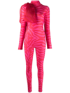 ATU BODY COUTURE TIGER-PRINT ORGANZA-BOW CATSUIT