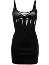 Mugler Tulle-panelled Jersey Corset Minidress In Schwarz