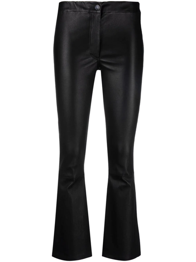 Arma Cropped Leather Trousers - 黑色 In Nero