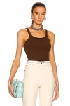 Re/done Ribbed Regular-fit Cotton-jersey Tank Top In Brown
