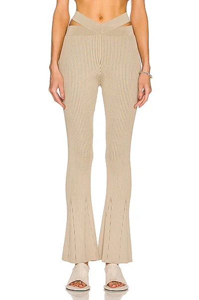 Dion Lee Ribbed Skinny Mid-rise Stretch-knit Trousers In Neutral