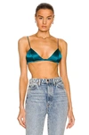 Fleur Du Mal Stretch-silk Triangle Bra In Aquamarine