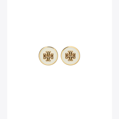 TORY BURCH KIRA ENAMEL CIRCLE-STUD EARRING