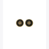 Tory Burch Kira Logo Colored Disc Stud Earrings In Tory Gold / Black
