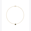 Tory Burch Kira Enameled Pendant Necklace In Tory Gold / Black