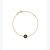 Tory Burch Kira Enamel Pendant Chain Bracelet In Tory Gold / Black
