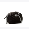 Tory Burch Small Kira Chevron Camera Bag In Black / Rolled Nickel