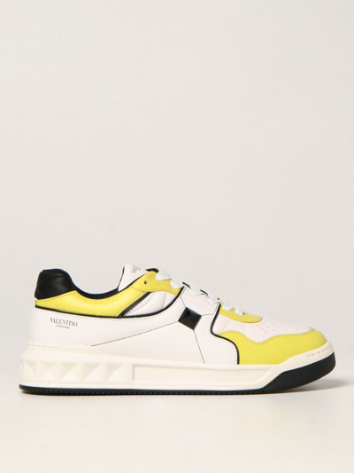 Valentino One Stud Nappa Sneakers In Yellow