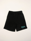 Msgm Kids' Cotton Shorts With Logo In Black 1