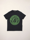 Young Versace Kids' Versace Young Cotton Tshirt With Medusa In Navy