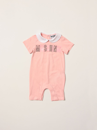 Moschino Baby Babies' Short Romper With Teddy Bear Logo In Pink