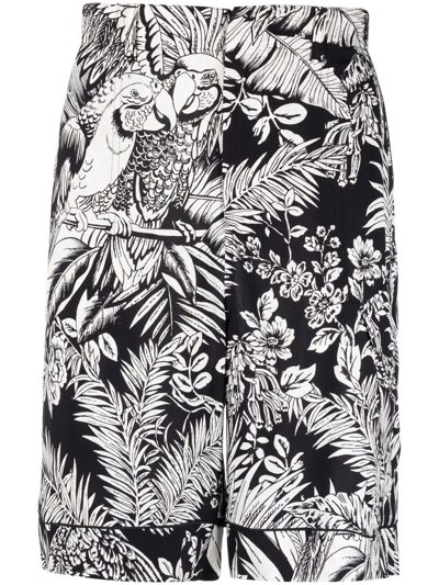 Palm Angels Parrot-print Track Shorts In Schwarz