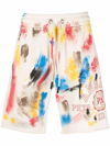 PALM ANGELS PAINT-EFFECT COLLEGE TRACK SHORTS