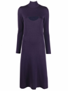 Ferragamo Lamé Wool Midi Dress In Violett