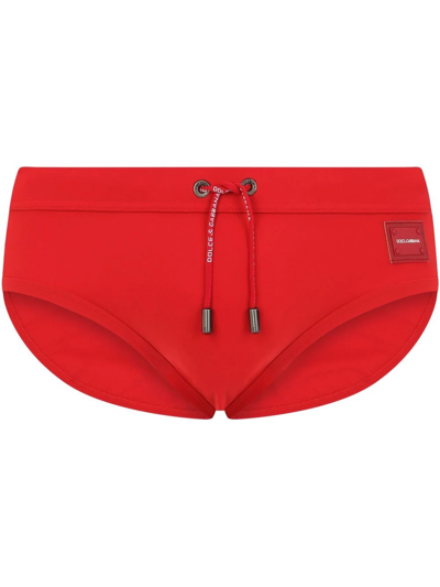 Dolce & Gabbana Logo Swimming Briefs In Rot