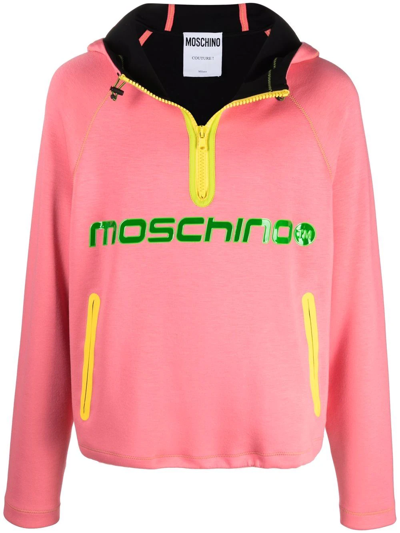 Moschino Logo-print Pullover Hoodie In Pink