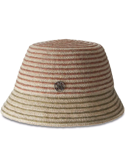 Maison Michel Souna Bicolor Stripe Jute Bucket Hat In Neutrals