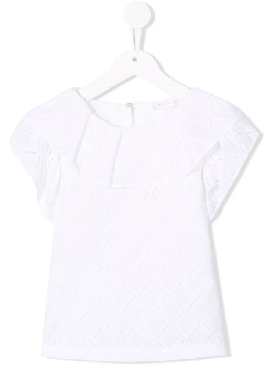 Monnalisa Kids' Perforated-design Top In White