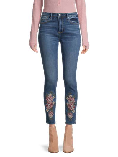 Driftwood Women's Jackie High-rise Floral Skinny Jeans In Medium Wash