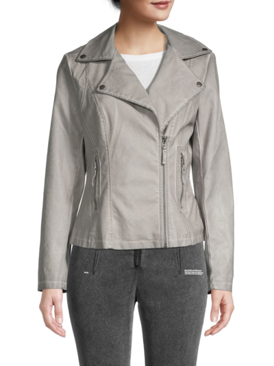 Max Studio Classic Faux Leather Jacket In Cement