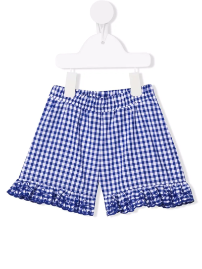 Monnalisa Gingham-print Shorts In Blue