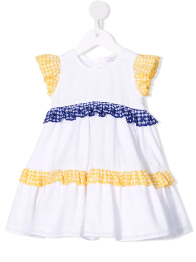 Monnalisa Babies' Ruffle-trim Cotton Dress In White
