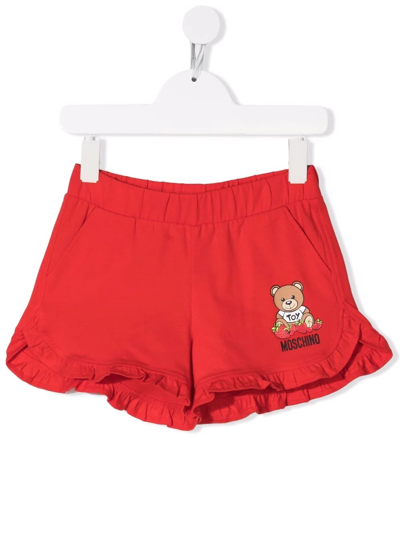 Moschino Kids' Teddy Bear-print Shorts In Red