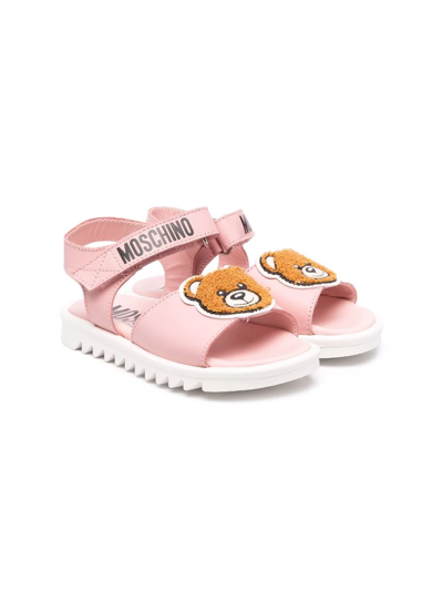 Moschino Kids' Teddy Bear Touch-strap Sandals In Pink