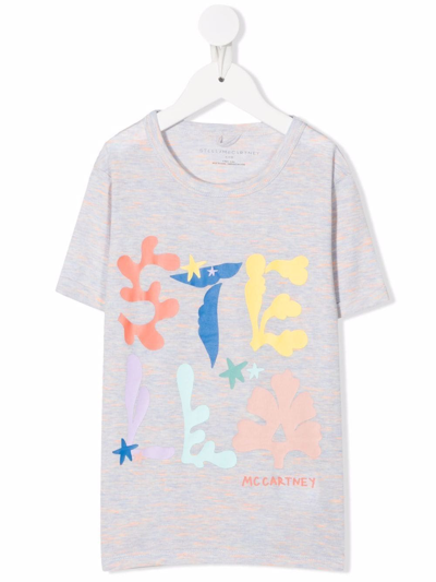 Stella Mccartney Kids' Logo Crew-neck T-shirt In Grey