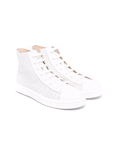 Florens Teen Contrast-panel High-top Trainers In White