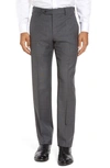 ZANELLA PARKER FLAT FRONT SHARKSKIN WOOL TROUSERS