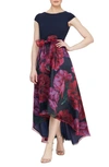 Slny Floral Print Organza Skirt High/low Dress In Nml
