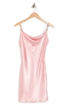Jump Apparel Satin Cowl Neck Slip Dress In Blush