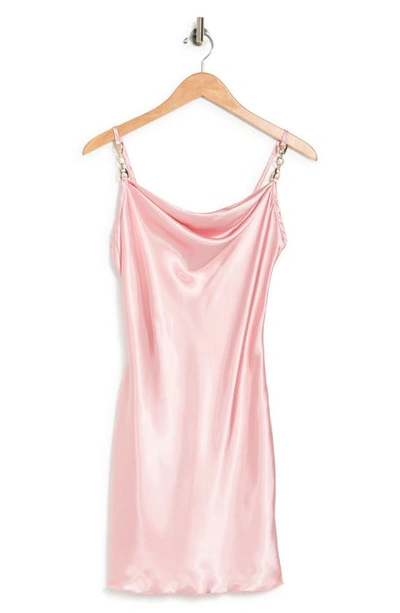 Jump Apparel Satin Cowl Neck Slip Dress In Blush