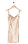 Jump Apparel Satin Cowl Neck Slip Dress In Champ