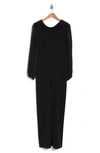 Connected Apparel Chiffon Long Sleeve Jumpsuit In Black