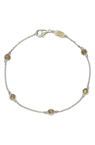 Suzy Levian Sterling Silver Yellow Sapphire Station Bracelet