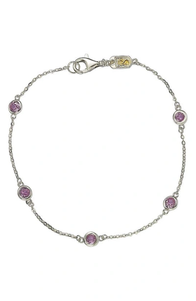 Suzy Levian Sterling Silver Pink Sapphire Station Bracelet