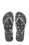 Havaianas Slim Animal Print Flip Flop In Steel Grey/silver Bright