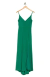 Jump Apparel Plunge V-neck Jersey Gown In Emerald