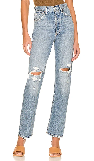 Agolde Riley Hi Rise Straight Crop Jeans In Whiplash In Blue