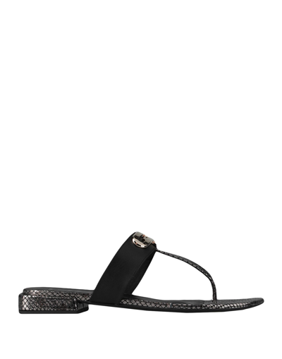 Furla Toe Strap Sandals In Black