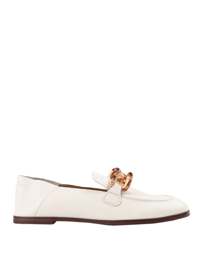 SEE BY CHLOÉ SEE BY CHLOÉ WOMAN LOAFERS IVORY SIZE 6 GOAT SKIN