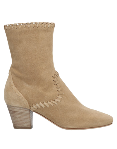 Alberta Ferretti Woman Ankle Boots Sand Size 9 Soft Leather In Beige