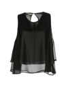 DANIELE ALESSANDRINI DANIELE ALESSANDRINI WOMAN TOP BLACK SIZE 4 SOFT LEATHER, POLYESTER