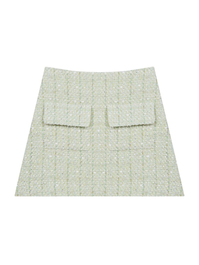 Maje Jinova Metallic Tweed Mini Skirt In Light Green